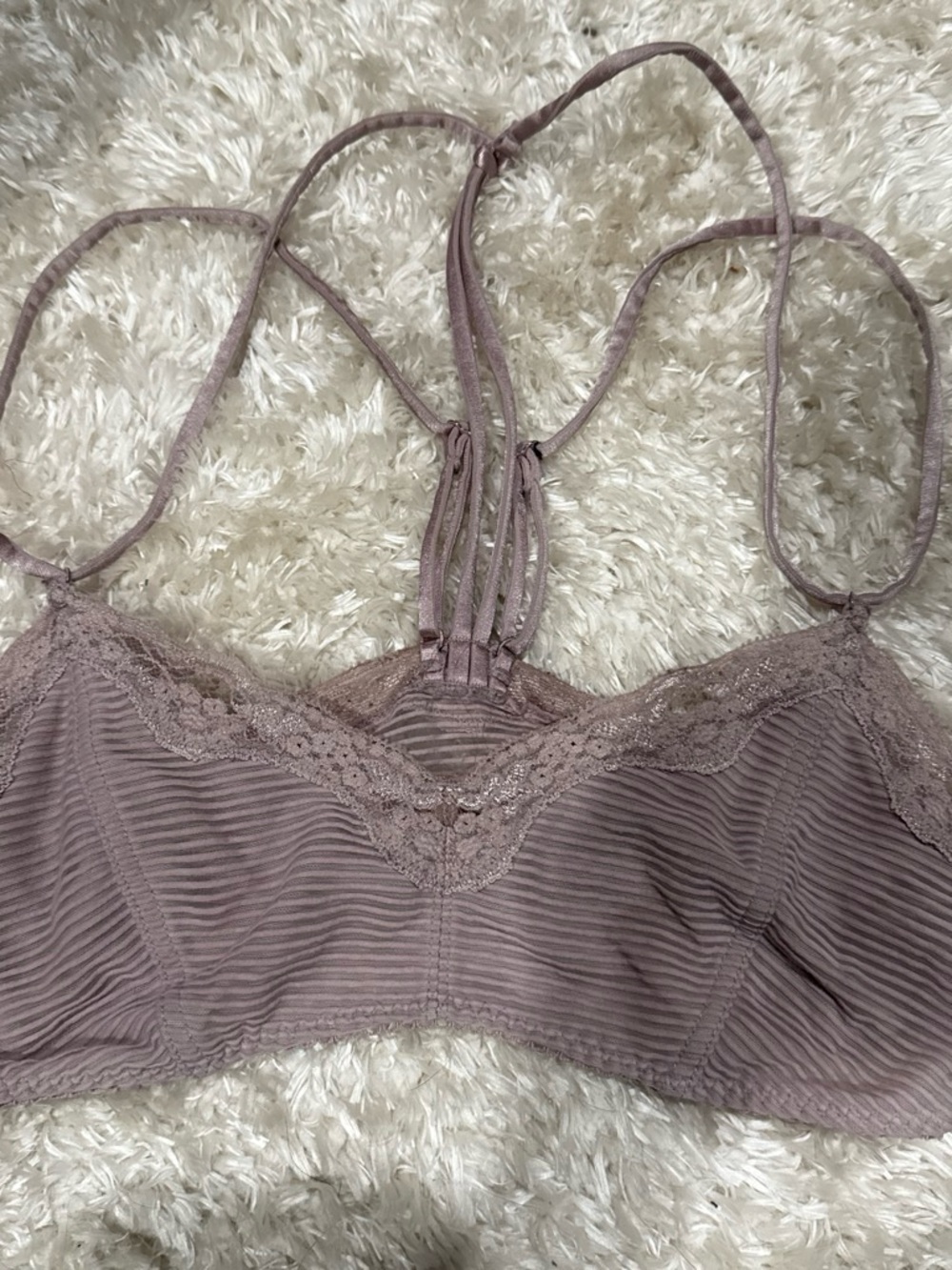 Free People Ribbed Lace Bralette in Dusty Mauve